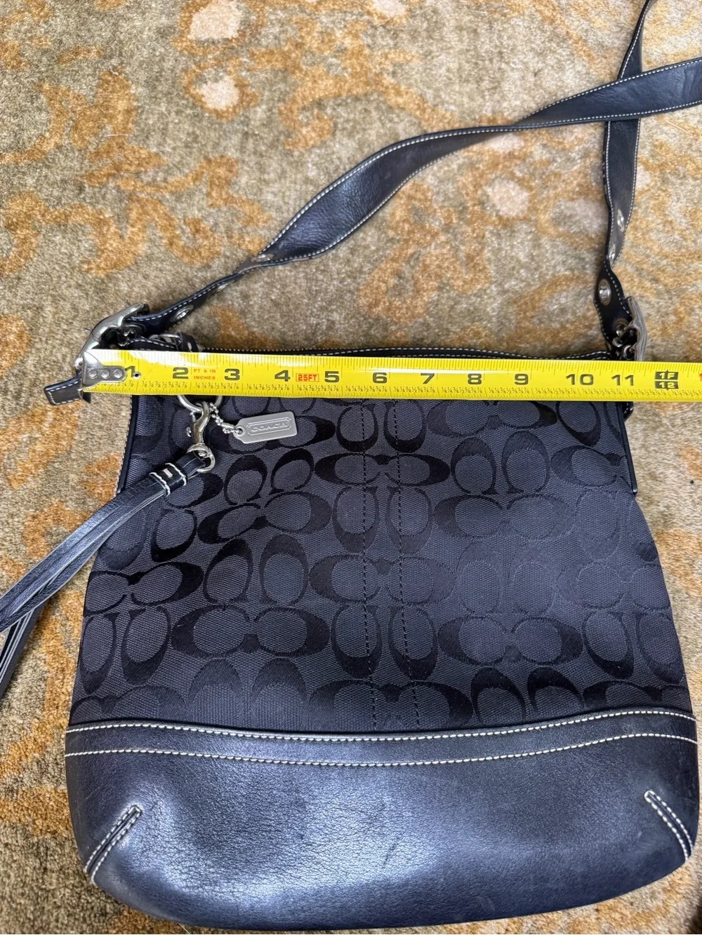 Coach Black Signature Crossbody with Tassel Charm